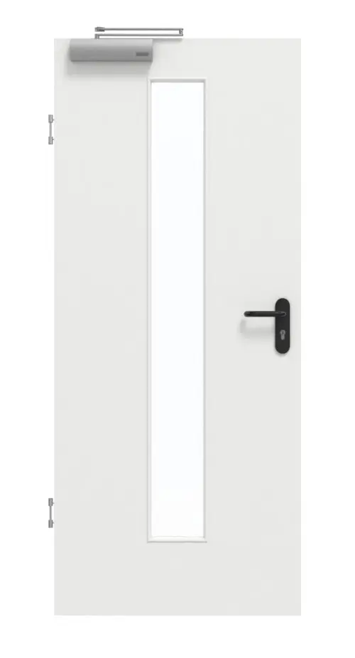 Drzwi dymoszczelne GARANT biały lakier matowy 9016 G-TEC z centralnym przeszkleniem LA-4