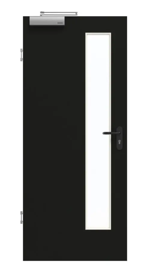 GARANT Drzwi przeciwpożarowe 0901-60 Black Resopal z przeszkleniem LA-4 po stronie zamka