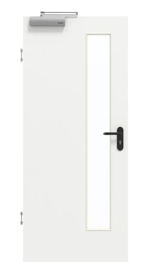 GARANT Drzwi przeciwpożarowe D354-60 Designer White Resopal z przeszkleniem LA-4 po stronie zamka