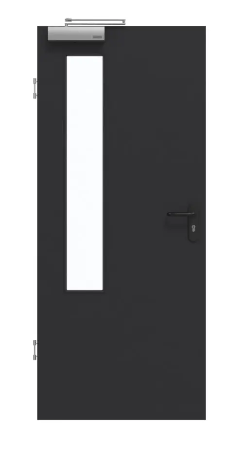 GARANT drzwi dymoszczelne matowy RAL 9005 G-TEC z wycięciem na szybę LA-5 po stronie zawiasów