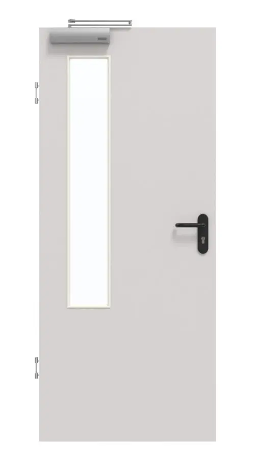 GARANT drzwi dymoszczelne U12188SD jasnoszary GHK08 z przeszkleniem LA-5 po stronie zawiasów