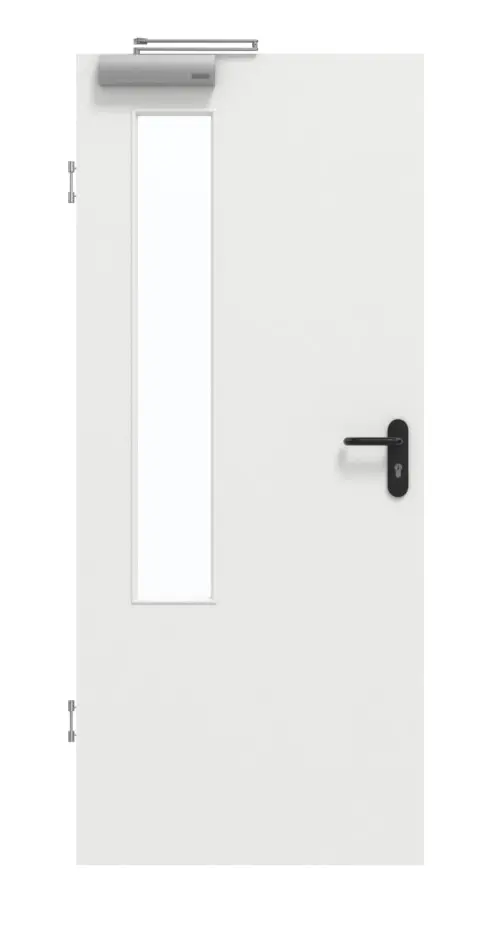GARANT Drzwi dymoszczelne, matowe, biały lakier 9016 G-TEC z przeszkleniem LA-5 po stronie zawiasów
