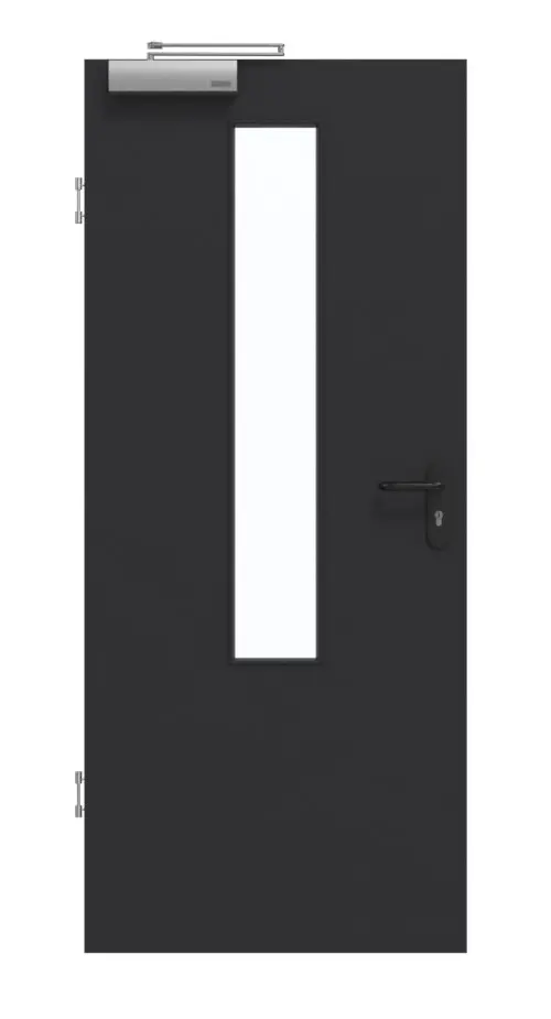 GARANT drzwi dymoszczelne matowy RAL 9005 G-TEC z przeszkleniem LA-5 na środku