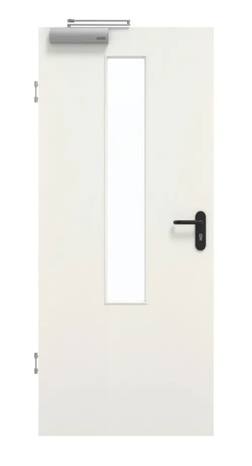GARANT Drzwi dymoszczelne Biel ze strukturą Premium CePaL z przeszkleniem LA-5 na środku
