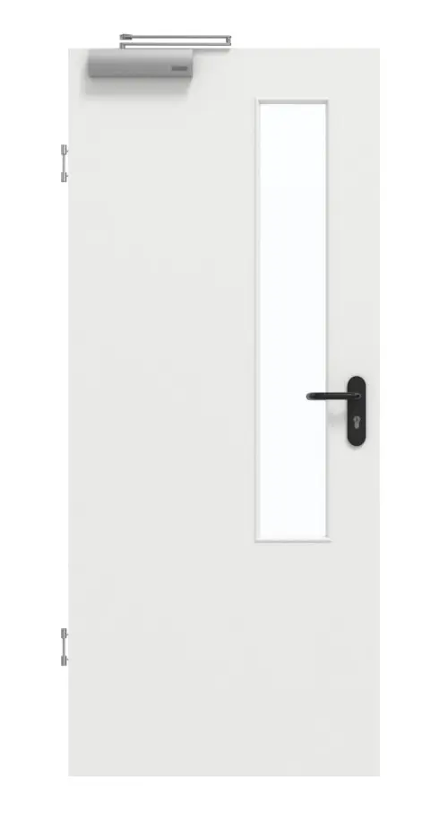 Drzwi dymoszczelne GARANT biały lakier matowy 9016 G-TEC z przeszkleniem LA-5 po stronie zamka