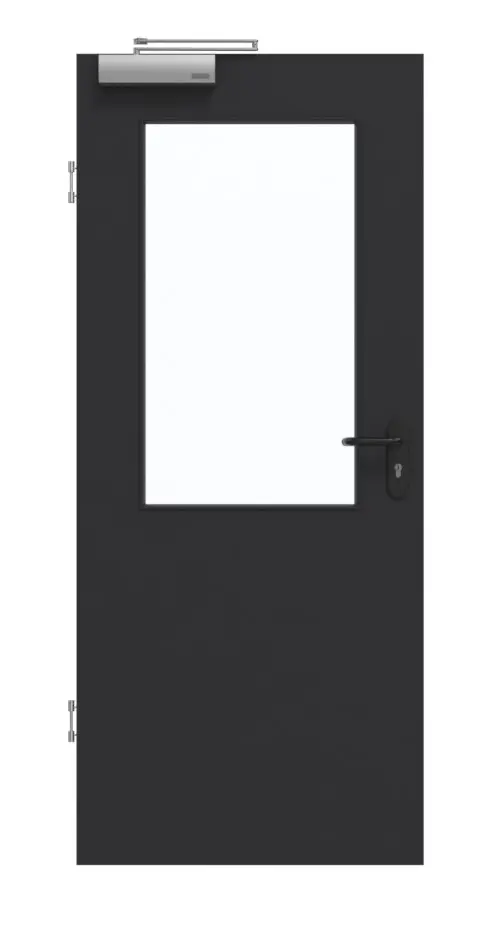 GARANT drzwi dymoszczelne matowe RAL 9005 G-TEC z przeszkleniem LA-6