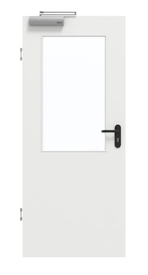 GARANT Drzwi dymoszczelne, matowe, biały lakier 9016 G-TEC z przeszkleniem LA-6