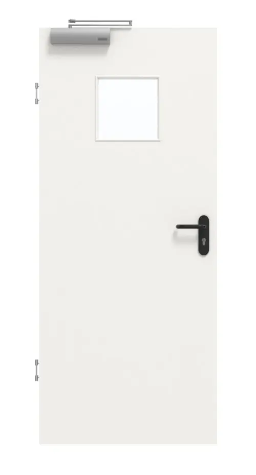 Drzwi dymoszczelne GARANT, biały lakier 9016, z przeszkleniem LA-7