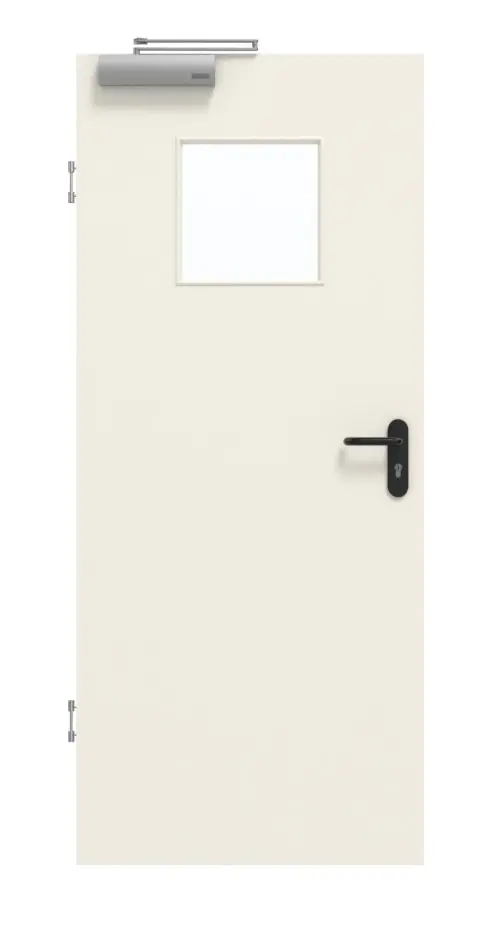 Widok frontowy marki GARANT drzwi dymoszczelne biały lakier 9010 z przeszkleniem LA-8