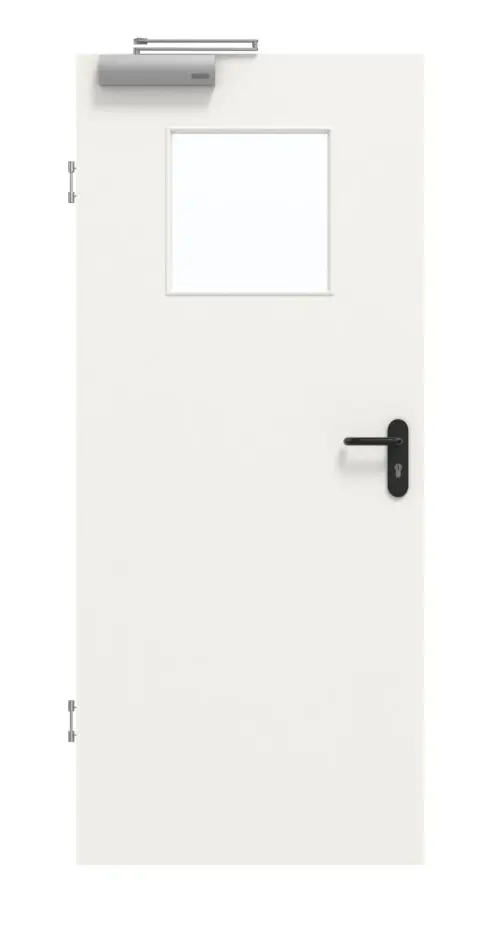 Drzwi dymoszczelne GARANT, w kolorze białym, z przeszkleniem LA-9