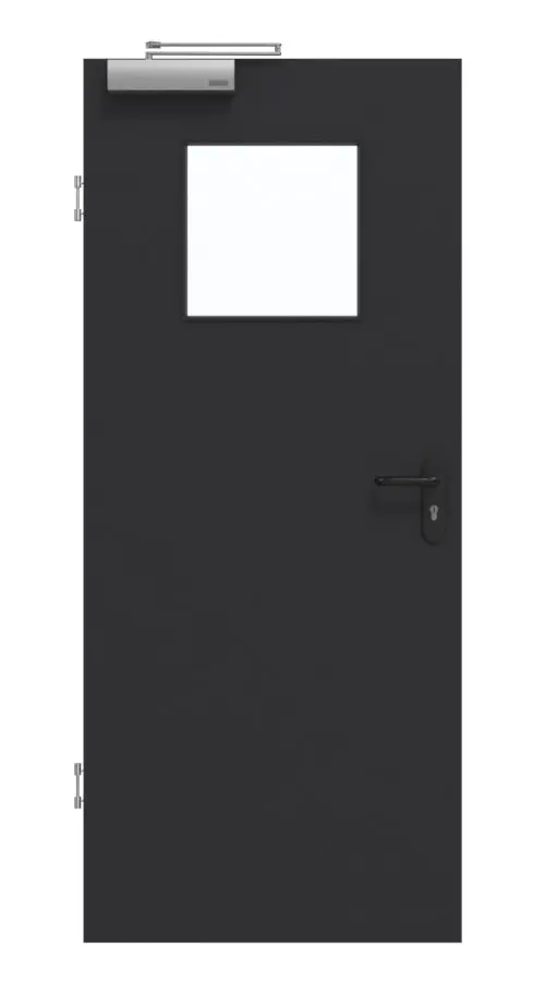 Drzwi dymoszczelne GARANT matowe RAL 9005 G-TEC z przeszkleniem LA-9