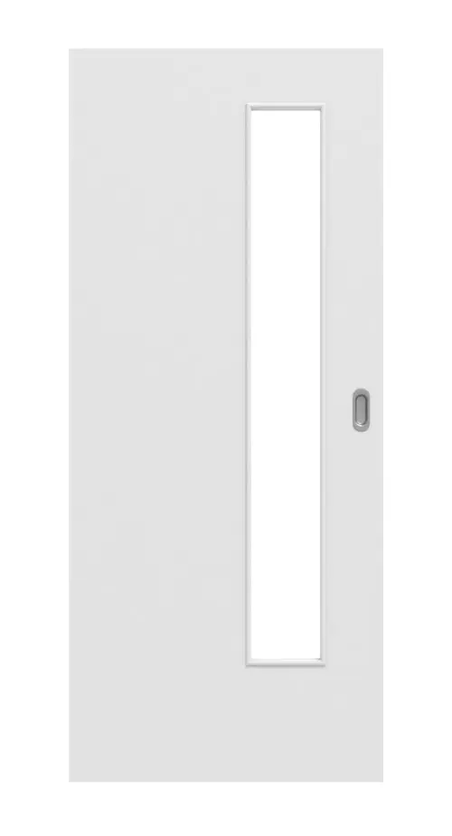 Widok frontowy biel baliowa LA 24 od strony zamka Basic Durat drzwi przesuwne - Huga