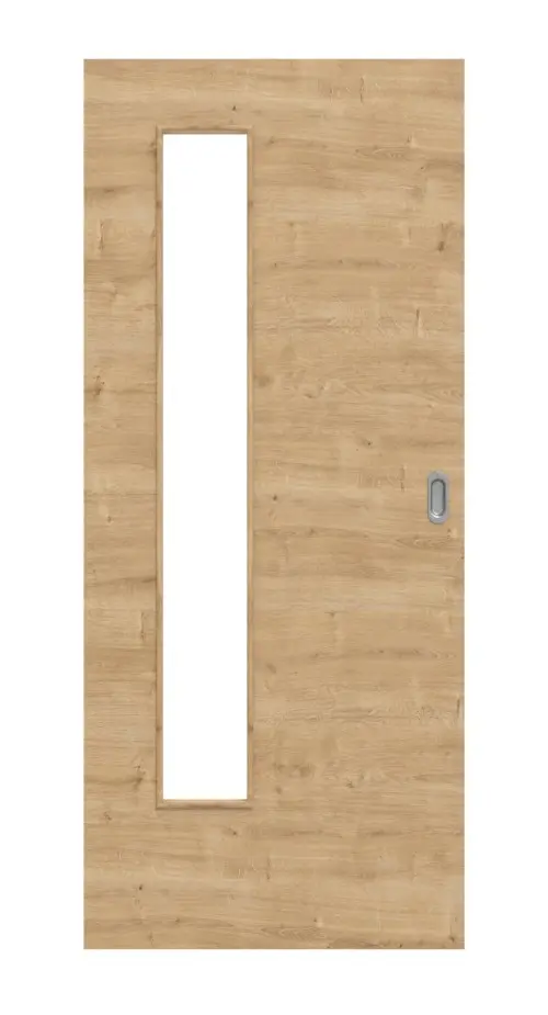Widok frontowy dąb sękaty wzdłuż LA 24 po stronie zawiasów Basic Durat drzwi przesuwne - Huga