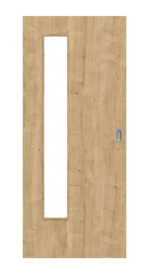 Widok frontowy dąb sękaty LA 24 po stronie zawiasów Basic Durat drzwi przesuwne - Huga