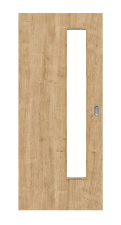 Widok frontowy dąb sękaty LA 24 od strony zamka Basic Durat drzwi przesuwne - Huga