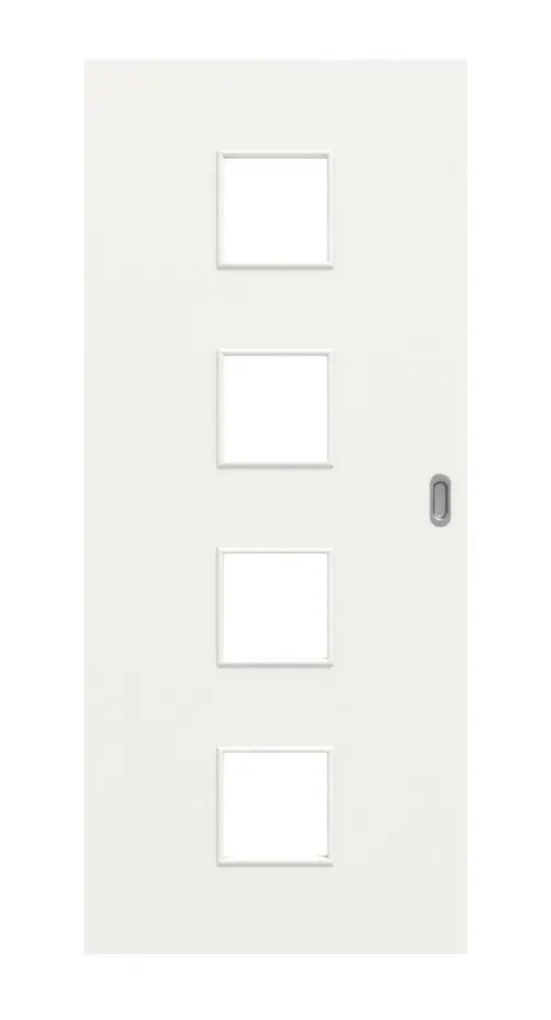 Widok frontowy lakierowanych drzwi przesuwnych Basic LA 14 - Huga, biały podobny do RAL 9016