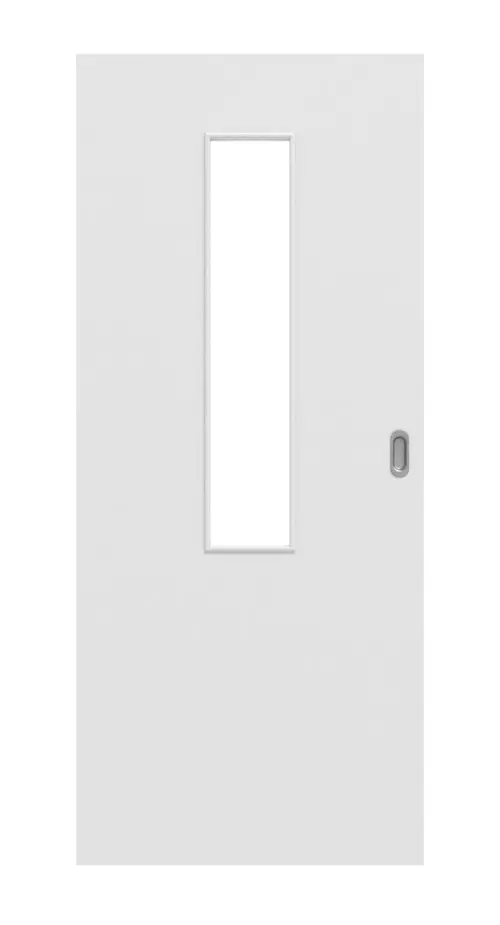 Widok frontowy drzwi przesuwnych Huga Basic Durat, biel baliowa, 4 LA na środku