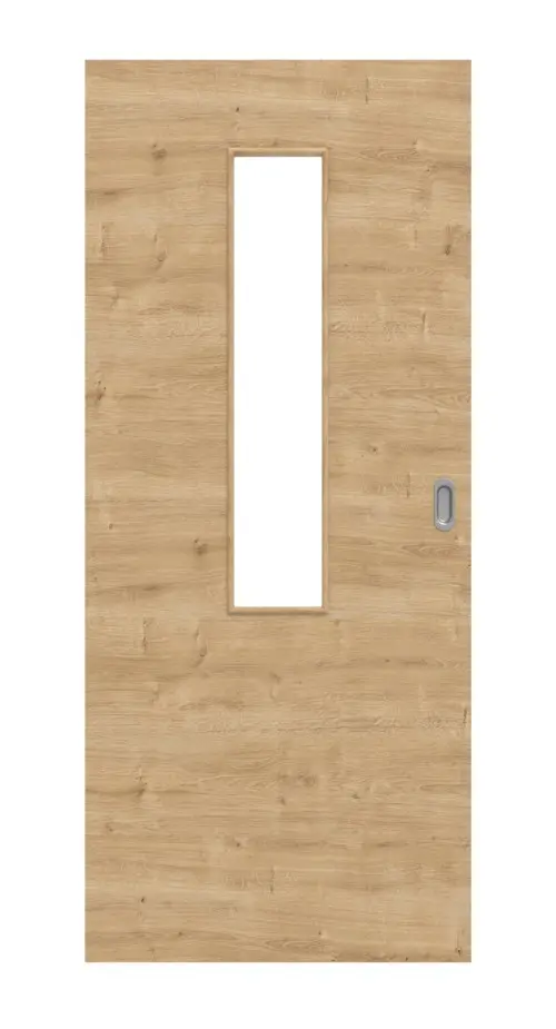 Widok frontowy dębu sękatego wzdłuż 4 LA na środku Basic Durat drzwi przesuwne - Huga