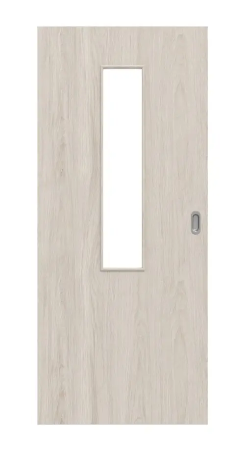 Widok frontowy: dąb lakierowany, 4 LA na środku, Basic Durat, drzwi przesuwne - Huga