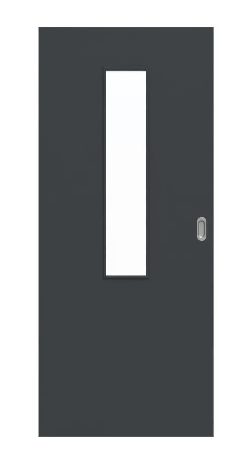 Widok frontowy drzwi przesuwne antracyt RAL 7016 lakier 4 LA na środku Basic - Huga