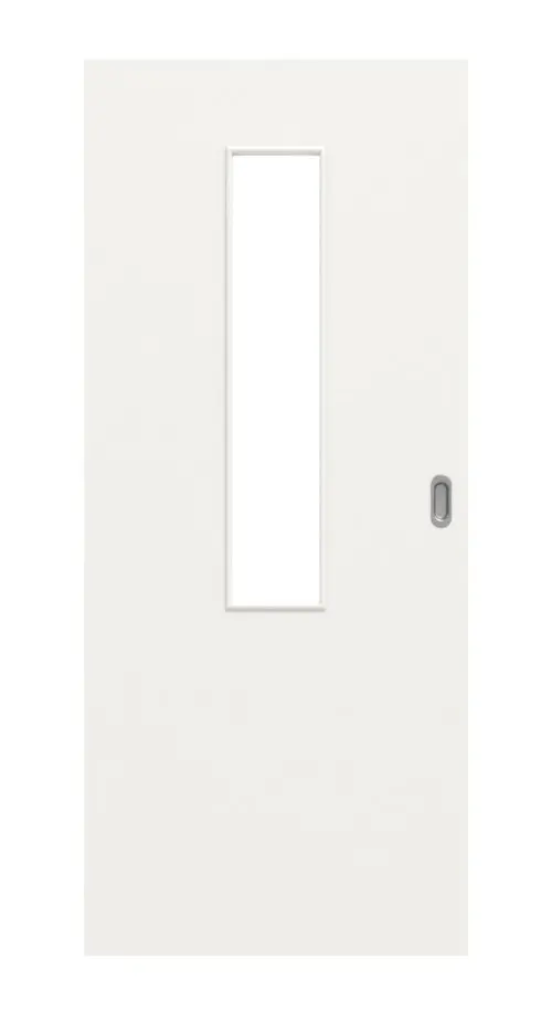 Widok frontowy: biały podobny do RAL 9016 4 LA na środku Basic lakierowane drzwi przesuwne - Huga