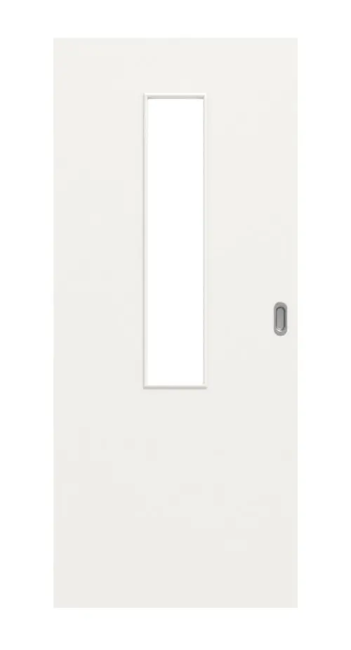 Widok frontowy biały beskidzki RAL 9016 4 LA na środku Basic Durat drzwi przesuwne - Huga