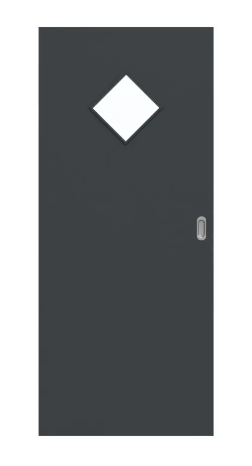 Widok frontowy drzwi przesuwnych lakierowanych, antracyt RAL 7016, LA 6 romb Basic - Huga