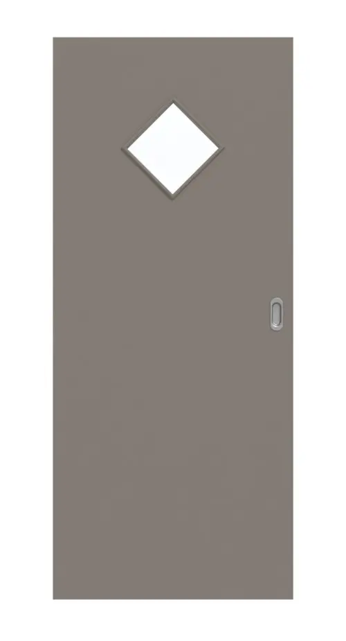 Widok frontowy drzwi przesuwne taupe (kolor ciemnoszaro-brązowy) RAL 7048 lakier LA 6 Raute Basic - Huga