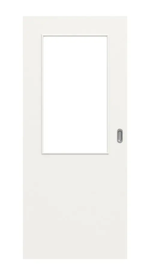 Widok frontowy lakierowanych drzwi przesuwnych Basic, biały podobny do RAL 9016 LA 7 - Huga