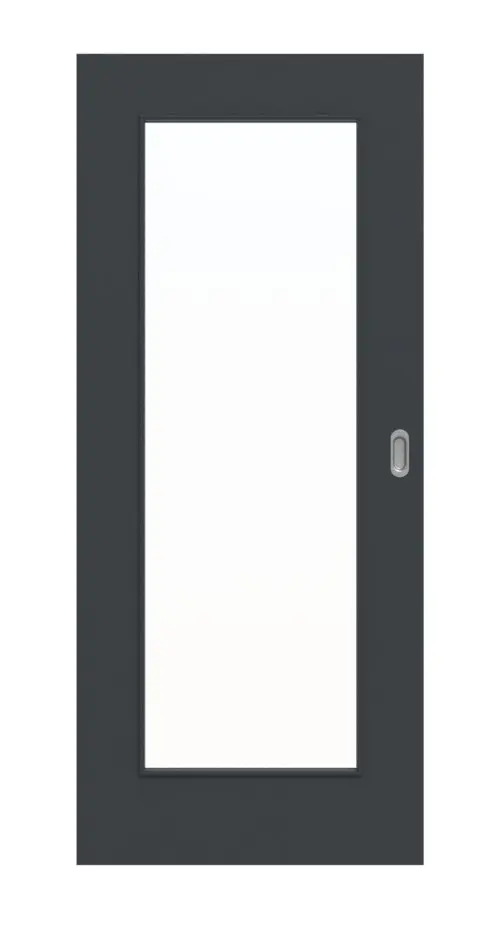Widok frontowy drzwi przesuwnych lakierowanych, antracyt RAL 7016 LA 8 Basic - Huga