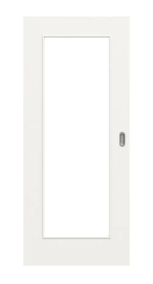 Widok frontowy: białe drzwi przesuwne RAL 9016 LA 8 Basic Durat - Huga