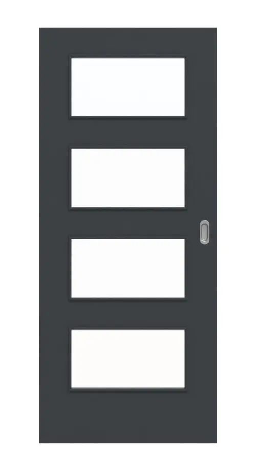 Widok frontowy drzwi przesuwnych lakierowanych antracyt RAL 7016 LA 9 Basic - Huga
