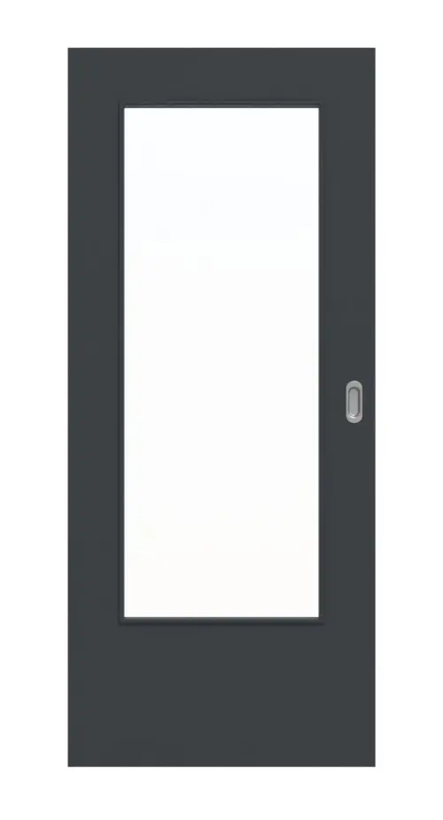 Widok frontowy drzwi przesuwnych lakierowanych antracyt RAL 7016 DIN-LA Basic - Huga