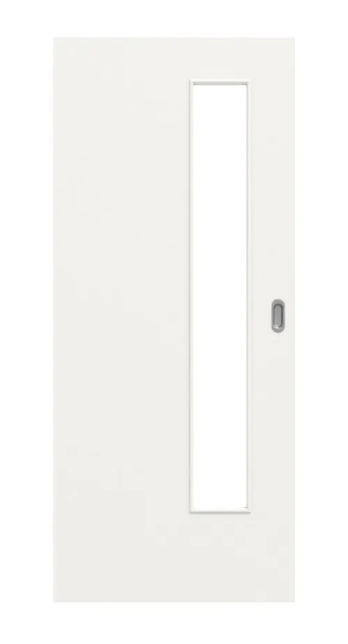 Widok frontowy - biały podobny do RAL 9016 LA 24 od strony zamka Basic drzwi przesuwne lakierowane - Huga