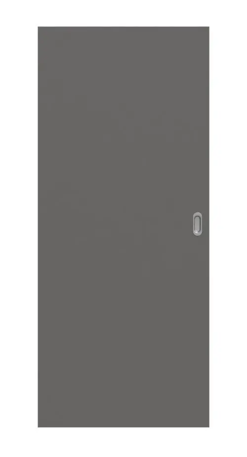 Widok frontowy drzwi przesuwnych Hygge marki Huga, szary RAL 7037, lakier Basic