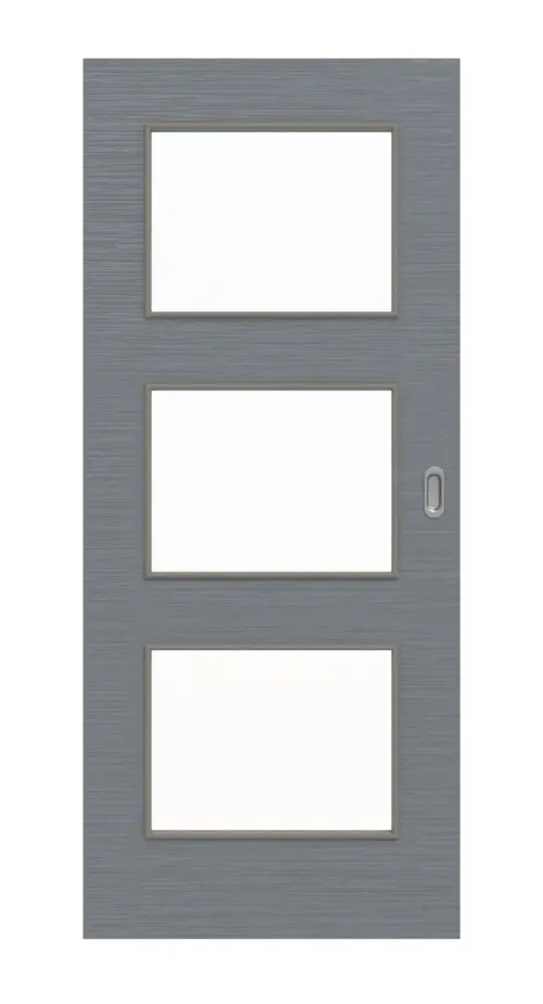 Widok frontowy drzwi przesuwne strukturyzowana Hygge szary LA 11 Basic - Huga