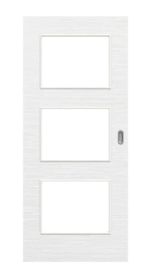 Widok frontowy drzwi przesuwnych biel strukturyzowana LA 11 Basic - Huga