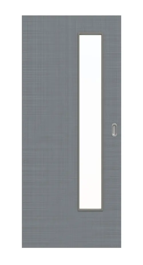 Widok frontowy drzwi przesuwnych Cotton like Hygge szary LA 24 od strony zamka Basic - Huga