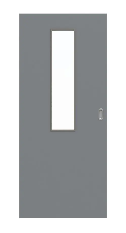 Widok frontowy drzwi przesuwnych ultramatowy Hygge szary 4 LA na środku Basic - Huga