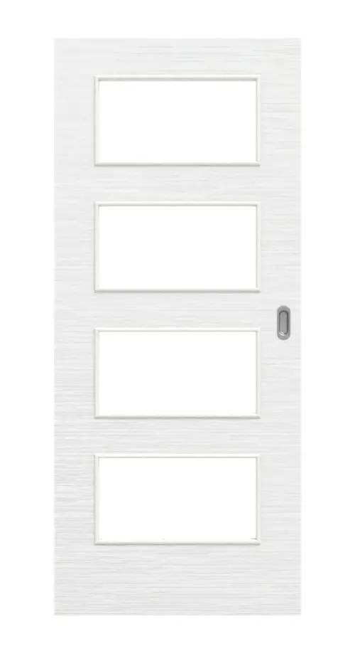 Widok frontowy drzwi przesuwne biel strukturyzowana LA 9 Basic - Huga