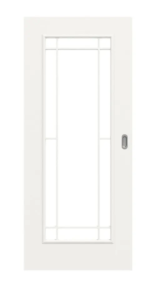 Widok frontowy - styl wiejski 1 LA Lugano klasyczny Durat biały beskidzki RAL 9016 drzwi przesuwne - Huga