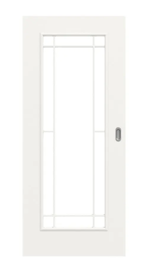 Widok frontowy drzwi przesuwnych Lugano, styl wiejski, 1 LA, klasyczny biały lakier - Huga
