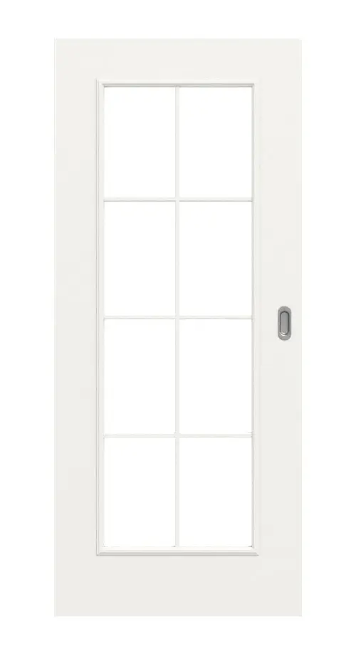 Widok frontowy drzwi przesuwnych styl wiejski 1 LA szpros 2/4 klasyczny Durat biały beskidzki RAL 9016 - Huga