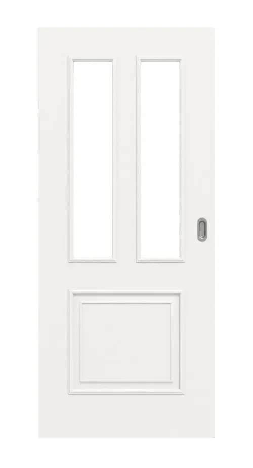 Widok frontowy – styl wiejski 3 LA klasyczny Durat biały beskidzki RAL 9016 drzwi przesuwne – Huga