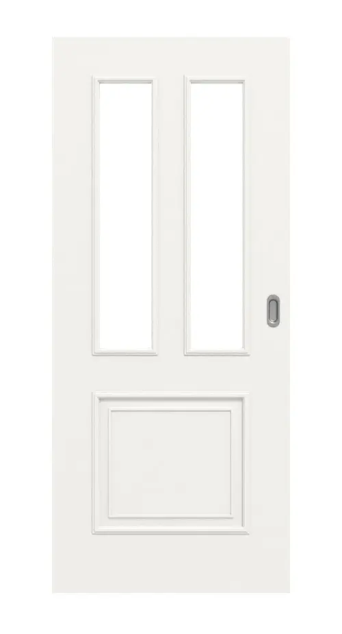Widok frontowy: styl wiejski 3 LA klasyczny biały lakier drzwi przesuwne - Huga