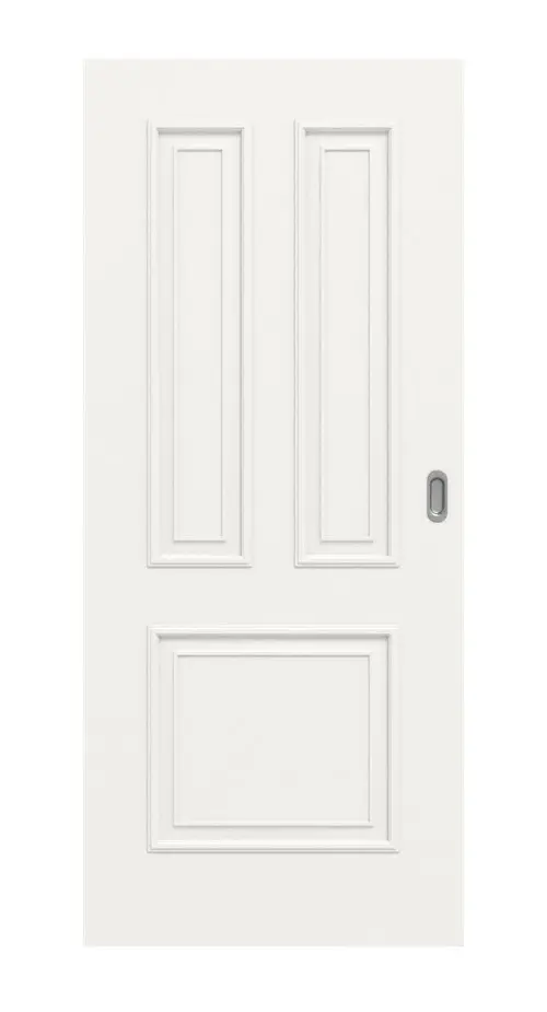 Widok frontowy styl wiejski 3 klasyczny Durat biały beskidzki RAL 9016 drzwi przesuwne - Huga