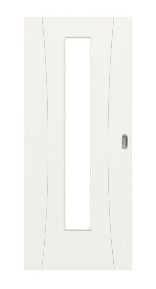 Widok frontowy Groove 20 LA 24 na środku DesignLine lakier biały beskidzki RAL 9016 drzwi przesuwne - Hörmann