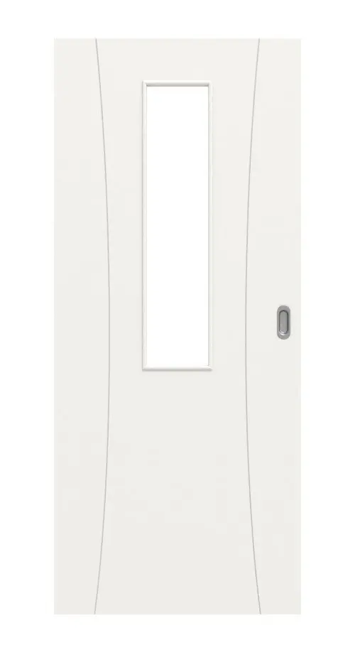 Widok frontowy Groove 20 4 LA na środku DesignLine lakier biały beskidzki RAL 9016 drzwi przesuwne - Hörmann