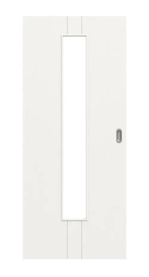 Widok frontowy drzwi przesuwnych Groove 23 LA 24 na środku DesignLine lakier biały beskidzki RAL 9016 - Hörmann