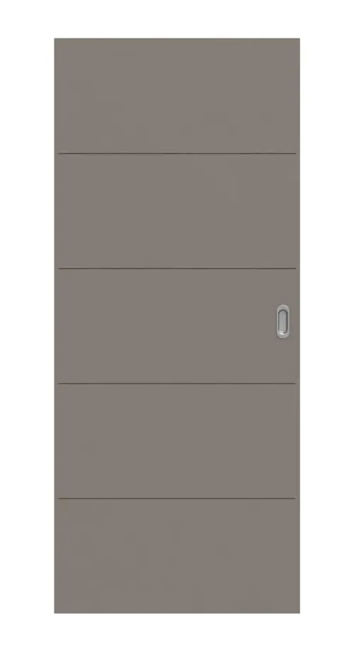 Widok frontowy drzwi przesuwnych lakierowanych Signum 27 Basic taupe (kolor ciemnoszaro-brązowy) RAL 7048 - Huga